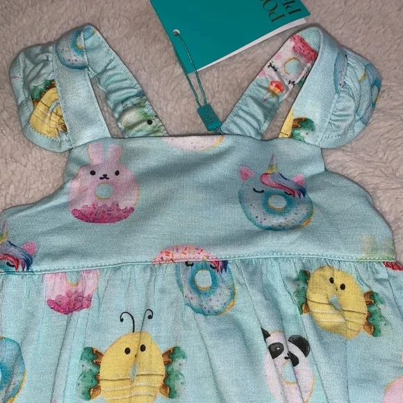 NWT Posh Peanut Donuts Ruffle Bubble Romper 3-6M - Picture 4 of 9